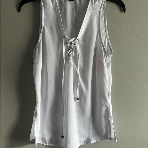 Paper Tee White Tie Front Tank Top - Picture 1 of 4